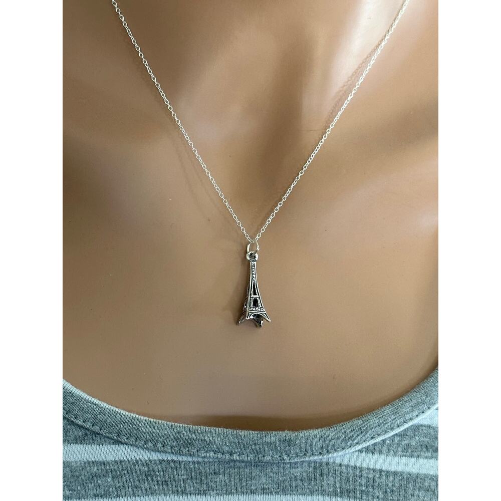 Sterling Silver Eiffel Tower Necklace, Silver Eiffel Tower Necklace View 3
